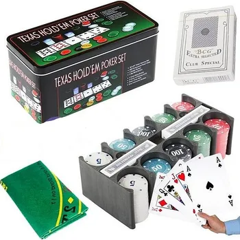 Pokerové sada Verk 18210 Poker set 200 žetonů Texas Hold + plátno