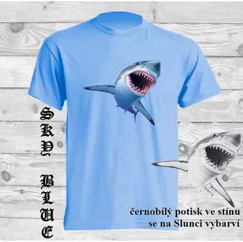 Chlapecké tričko detske-bavlnene-tricko-uv-potisk-zralok Barva: Sky blue - nebesky modrá, velikost: 104