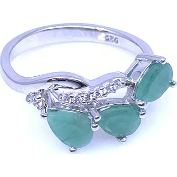 Řetízek Jan Kos jewellery Stříbrný prsten se smaragdem MHT-7959/SD56