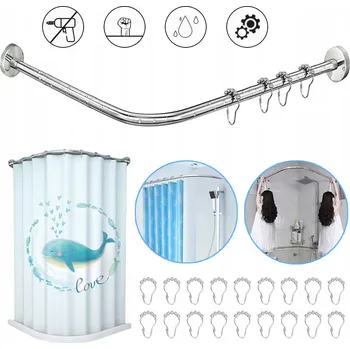 Tyč na sprchový závěs ROHOVÁ TYČ NA ZÁVĚS DO SPRCHY, ZAHNUTÁ TYČ