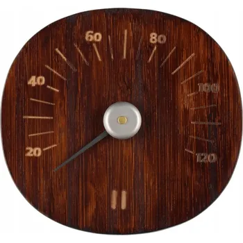 Dřevěný bambusový teploměr do sauny Kulatý 120 St. Rento Tmavě hnědý