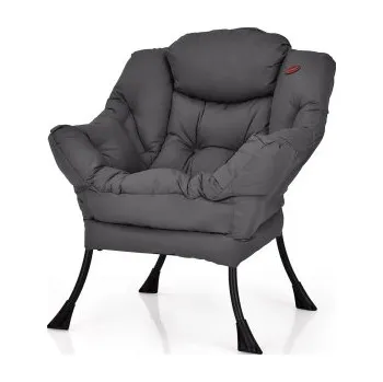 Nábytek Moderní polyesterová látková židle NP10118GR s boční kapsou, šedá - B COSTWAY