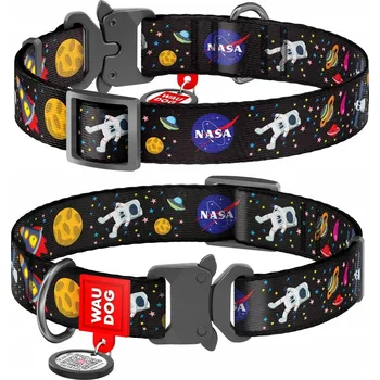 Obojek pro psa Obojek pro psa, světlý nylonový, s QR kódem, vzor NASA, kovová přezka, vel. L