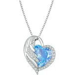 GRACE Silver Jewellery Luxusní stříbrný náhrdelník Andělské srdce - stříbro 925/1000 NH-BSN281/75 Modrá 44 cm