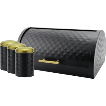 Dóza na potraviny Chlebník + 3 dózy na potraviny, černý