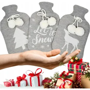 Termofor GUMOVÝ TERMOFOR V PLETENÉM OBALU SVETRU, OHŘÍVAČ NA VODU, PLYŠOVÝ VELKÝ 2L