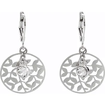Módní doplněk JSB bijoux s.r.o. Ocelové náušnice klapky vyřezávané lístky v kruhu s krystalem Swarovski Crystal