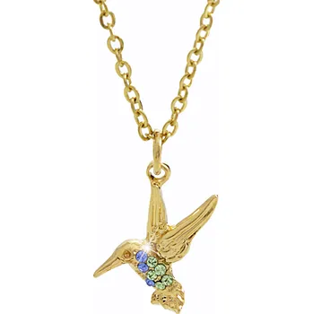 Módní doplněk JSB bijoux s.r.o. Zlatý náhrdelník z bižuterní slitiny kolibřík s krystaly Swarovski Multi