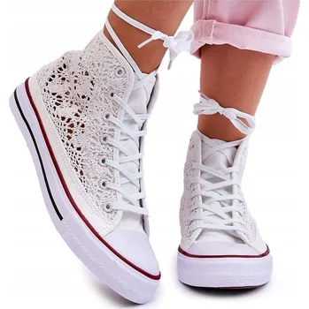 Dámské tenisky Dámské krajkové tenisky vysoké bílé 38