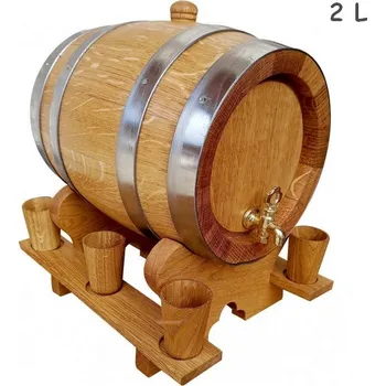 Dubový sud se stojanem s 6 sklenicemi 2 l