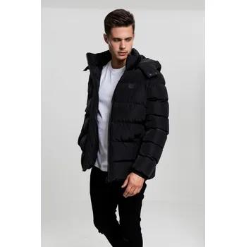 Pánská větrovka Černá pánská zimní bunda Urban Classics Hooded Puffer S