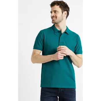 Pánské oblečení Celio Polo tričko pique Teone 1128043 Tyrkysová S