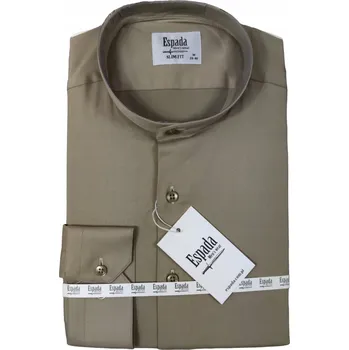 Pánská košile Elegantní košile se stojáčkem slim fit, béžová ESP013 - XL
