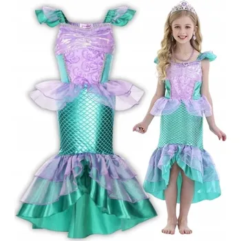 Karnevalový kostým KOSTÝM PŘEVLEK ŠATY MALÁ MOŘSKÁ VÍLA ARIELKA NA KARNEVALOVÝ PLES 146 / 152 CM
