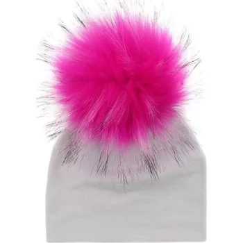 Čepice Dětská zimní čepice s bambulí J3026 tmavě růžová M