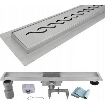 Odvodňovací žlab Lineární odtok 55 cm nízký, nízká stavební výška 52 mm - vzor VLNA