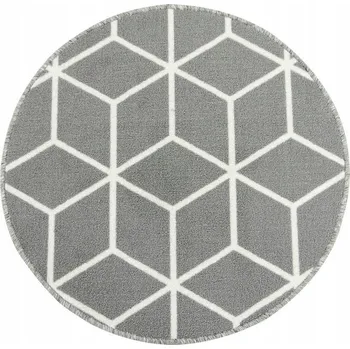 Koberec KOBEREC KULATÝ PROTISKLUZOVÝ CUBES 3D ŠEDÝ ČÁRY POD KŘESLO prům. 120 cm