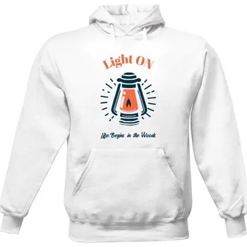 Pánská mikina Pánská mikina s kapucí s potiskem Light ON - život začíná v lese pánské
