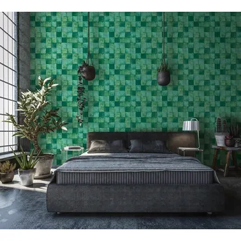 Tapeta Tapeta imitace obkladů do kuchyně a koupelny zelené dlaždice