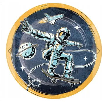 Talíř Narozeninové talířky Kosmičtí bruslaři 22,2 cm, 8 ks