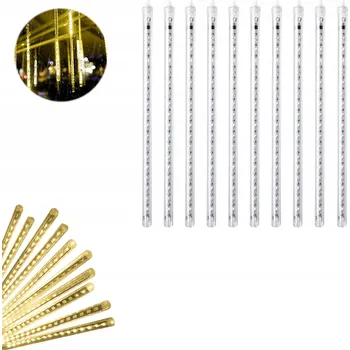 Vánoční dekorace PADÁJÍCÍ SNÍH VISÍCÍ LEDOVÉ rampouchy 30 CM TRUBICE 10 KS BÍLÁ TEPLÁ IP65