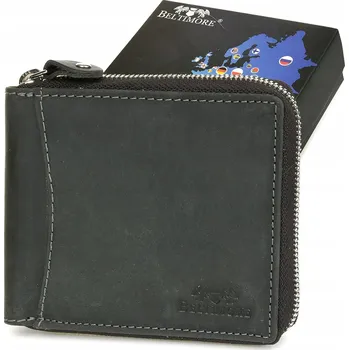 Peněženka Beltimore velká kožená peněženka horizontální s RFiD ochranou - nubuk černá