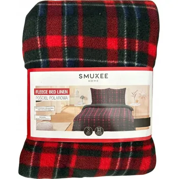 Povlečení Povlečení z mikroplyše Smukee 220x200 kostkované červeno-tmavě zelené