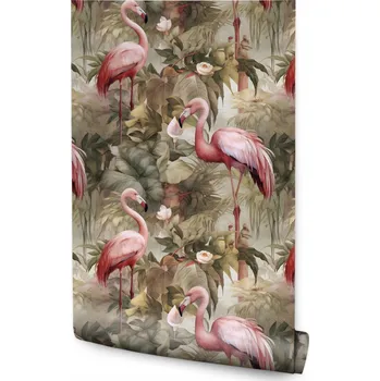 Fototapeta Tapeta do ložnice PLAMEŇÁCI Listy Příroda Akvarely Abstrakce