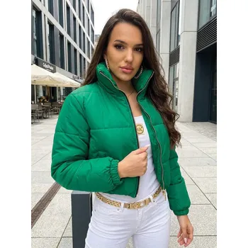 Dámská casual bunda Přechodná bunda do pasu v zelené barvě, VELIKOST UNI