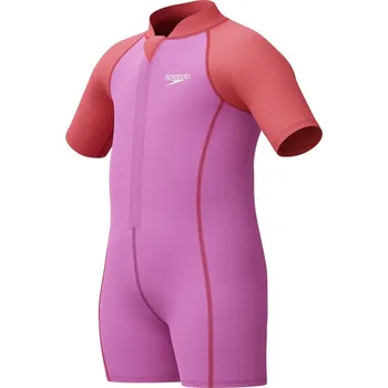 Dívčí plavky Speedo LTS Neoprene Suit Infant Girls Violet/Red 9-12 Měsíců