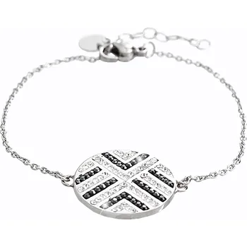 Náramek JSB bijoux s.r.o. Ocelový náramek medailon osázený krystaly Swarovski Crystal a Hematite