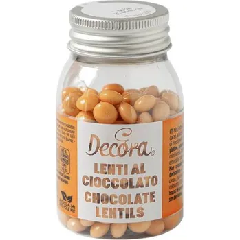 Jedlá dekorace na dort Decora čokoládové mini lentilky oranžové (80 g)