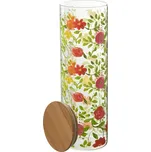 Skleněná dóza na potraviny s dřevěným víčkem a květy Floral glass - Ø10*30cm / 1900ml 166984775