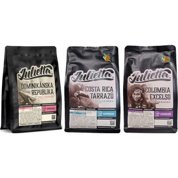 Káva Julietta čerstvě pražená zrnková káva – dárkový balíček Karibik (3 × 250 g)
