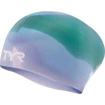 Tyr Tie Dye Long Hair Silicone Cap Junior Fialovo/zelená