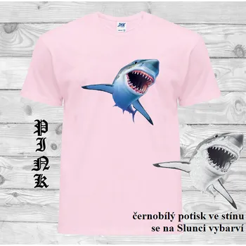 Chlapecké oblečení detske-bavlnene-tricko-uv-potisk-zralok Barva: Pink - růžová, velikost: 140