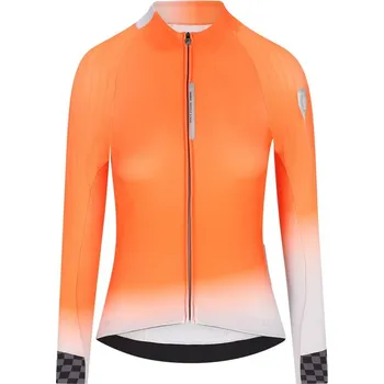 cyklistický dres Q36.5 Cyklistický dres Gregarius Hybrid Collar fade long sleeve podzim, ZIMA Oranžová S Dámské