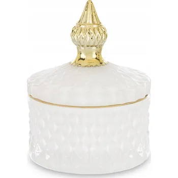 Dóza na potraviny Dekorativní skleněná dóza bílo-zlatá - motiv cirkus