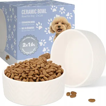 Miska pro psa 2x VELKÁ KERAMICKÁ MISKA pro Psa 1,6l Štěně STABILNÍ SADA MISEK 8K