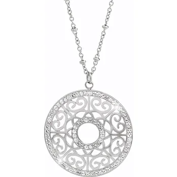 Módní doplněk JSB bijoux s.r.o. Ocelový náhrdelník detailně prořezávaný ornament v kruhu s krystaly Swarovski Crystal