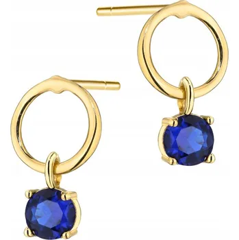 Náušnice Krásné ZLATÉ NÁUŠNICE Au 585 Kroužky s Visícím Granátovým Zirkonem 14k