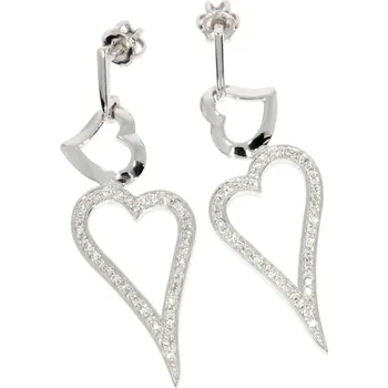 Náušnice Zlatnictví Helios Zlaté náušnice srdce s Diamanty