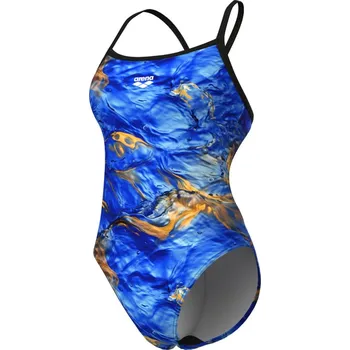 Dámské plavky Arena Performance Gold Leaves Challenge Back Blue River Multi/Black L - UK36