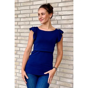 Dámské tričko Krásná mamka Kojicí tričko volánky MODAL Signature blue - SKLADEM vel. S a M Velikost: M