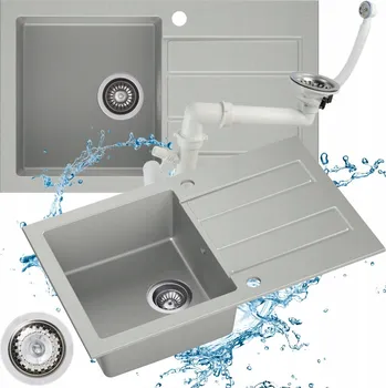 Granitový dřez Jednokomorový dřez Moderno Porto granit šedý