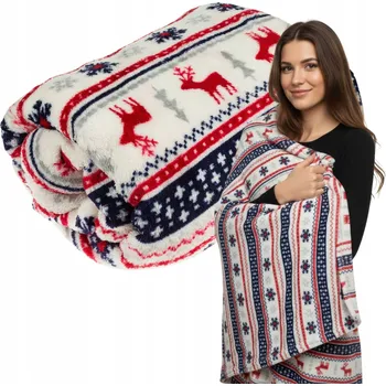 Prostěradlo KOC świąteczny 160 x 200 cm ciepły MIĘKKI velká NORSKÁ heboučká