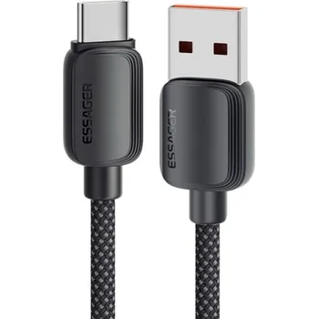 ESSAGER ES-X46 opletený nabíjecí a datový kabel - USB-A na USB-C - 1 m - černý