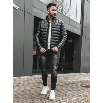 Černá pánská prošívaná koženková bunda Bolf 0021 - 2XL