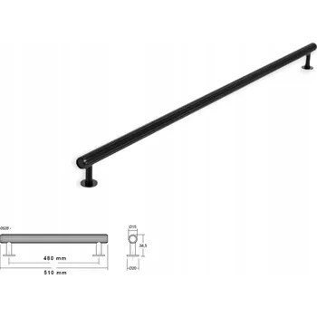 Nábytkové kování Nábytková úchytka VIEFE 0528 RILLE 480mm černá