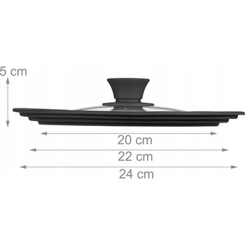 Poklice RELAXDAYS Univerzální skleněná poklice se silikonem 20-24 cm černá